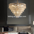 Antique brass copper crystal drop round chandelier 71148